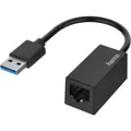 Produktbild: Hama USB-Stecker auf LAN/Ethernet-Buchse Netzwerk-Adapter Schwarz