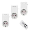 Produktbild: Offgridtec 3er-Set Schuko-Steckadapter mit EIN/AUS-Schalter & 30-m-Fernbedienung, 230 V/16 A Plug-&-Play Funk-Steckdosen mit 3-Kanal-Programmierung, einfache Geräte