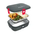 Produktbild: Faitron HeatsBox Style+, Elektrische Lunchbox, Warmhaltebox, zum Erhitzen von Speisen, Unterwegs, auslaufsichere Edelstahl-Schale (925 ml), Transportdeckel, per App steuerbar, 102 Watt, grau