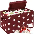 Produktbild: Relaxdays Weihnachtskugel Aufbewahrungsbox Polyester Pappe Kunststoff Rot Verstellbar 26,5 cm x 42,5 cm x 26 cm 1,1 kg