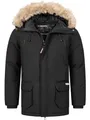 Produktbild: Geographical Norway Claude Men - Winterjacke Herren Warme Steppung Mann Herbst Winter - Warme Manteljacke leicht Kapuze - Daunenjacke Windstopper Langarm Polsterung - Männer (Schwarz S)