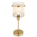 Produktbild: Tischleuchte Beistelllampe Nachttischlampe Schlafzimmerleuchte Wohnzimmerlampe, Metall Gold Glasstäbe, 1x E14, H 37,5 cm