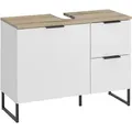 Produktbild: home24 Waschbeckenunterschrank Denver, Weiß, Eiche, Metall, 1 Fächer, 2 Schubladen, einzeln stellbar, 80x60x35 cm, Fsc, stehend, Badezimmer, Badezimmerschränke, Waschbeckenunterschränke