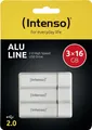 Produktbild: Intenso Alu Line - USB-Flash-Laufwerk - 16GB - USB2.0 - Silber (Packung mit 3) (3421473)