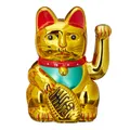 Produktbild: Maneki neko Glückskatze Feng Shui Katze 16 cm goldfarben Winkekatze Kunststoff