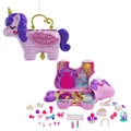 Produktbild: Polly Pocket Einhorn, in Prinzessinnen Schloss Thema, mit 25 Zubehörteilen wie 2 Puppen, Schaukel und Einhorn Haustieren, Polly Pocket Groß, Spielzeug ab 4 Jahre, GVL88