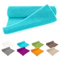 Produktbild: heimtexland Badematte Badvorleger Chenille Badteppich Duschvorleger, rutschhemmend beschichtet, Fußbodenheizung geeignet, fußbodenheizungsgeeignet, saugstark, schnell trocknend, strapazierfähig, rutschfest, Polyester, rechteckig, 50x80 cm, Hochflor, super weich, extrem saugfähig, Maschinenwäsche blau 50x80 cm