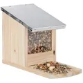 Produktbild: Relaxdays Eichhörnchen Futterhaus Metalldach Hellbraun,Silber,Transparent
