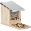 Produktbild: Eichhörnchen Futterhaus, Futterstelle Aus Holz, Wetterfestes Metalldach, Eichhörnchen Kobel Zum Stellen, Natur - Relaxdays