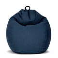 Produktbild: Green Bean Indoor XXL Sitzsack mit 300 Liter mit EPS-Perlen Füllung - Kuschelig Weich Waschbar - Drinnen Stoff Bodenkissen Liegekissen Sitzkissen - Dunkelblau Navy