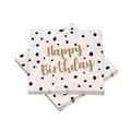 Produktbild: 20 Servietten 'Happy Birthday' Pünktchen Dots 33x33 cm - schwarz gold - für Geburtstag