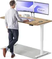 Produktbild: Desktronic HomePro Elektrisch höhenverstellbarer Schreibtisch 160x80cm Massive Eiche/Weißmit Memory-Funktion, Anti-Kollisions Technologie, USB-A und USB-C-Ladeanschlüssen