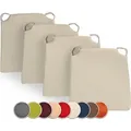 Produktbild: sunnypillow 4er Set Stuhlkissen mit Klettverschluss Polsterauflage Auflage für Stühle - Indoor/Outdoor - Sitzkissen Sitzauflage - Maße: 42 (vorn... - Beige