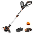 Produktbild: WORX 18V(20V MAX) Akku-Rasentrimmer WG163E.2, PowerShare, 2-in-1 Rasentrimmer & Kantenschneider Rasen, 90° drehbarer Trimmerkopf, Teleskopstiel, 2,0Ah Akk und Ladegerät