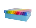 Produktbild: Out of the Blue Stapelbox Geschenkkarton in verschiedenen Größen hellblau mit Regenbogen, mit abnehmbaren Deckel