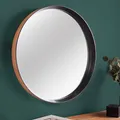 Produktbild: Runder Wandspiegel AMSTERDAM 70cm natur schwarz Eiche Massivholz handmade