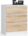 Produktbild: Kommode AKORD K60 Weiß 60 cm 3 Schubladen Front Sonoma-Eiche B60 x H77 x T40 cm