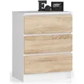 Produktbild: Akord Kommode, Weiß, Sonoma Eiche, Holzwerkstoff, 3 Schubladen, Rechteckig,Rechteckig, 60x77x40 cm, Wohnzimmer, Kommoden & Sideboards, Kommoden