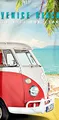 Produktbild: Volkswagen Badetuch VW Bulli Venice Beach Rot Grün 75 x 150 cm 100% Baumwolle in Veloursqualität Camper-Van Bus T1 Strandlaken Strandtuch Handtuch Badelaken Duschtuch Saunatuch California Retro 067