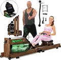 Produktbild: Miweba Sports Wasser-Rudergerät MR700 Pro | Holzrudergerät - Rudermaschine - App Steuerung - LED Display - Tablet Halterung - klappbar (Esche Dunkel)