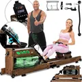Produktbild: Miweba Sports Rudergerät für Zuhause MR700 Pro | Rudergerät Wasser - Rudergeräte klappbar - Kinomap App - Bluetooth - LED Wassertank - Rudermaschine - Holz Wasserrudergerät (Esche dunkel Pro)
