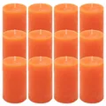 Produktbild: 12er Set Rustik-Kerze orange Höhe 11,5 cm Ø 6,8 cm lange Brenndauer Rund-Kerze