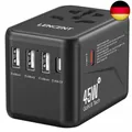 Produktbild: LENCENT Universal Reiseadapter, GaN III 45W Internationales Ladegerät mit 3 USB
