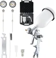 Produktbild: BenBow Lackierpistole Set PK60 HVLP 1,4 mm + 1,8 mm Düse + 600 ml Lackbehälter + Koffer – ideal für Autolackierung Industrielacke Heimwerker – hochwertige Sprühqualität – Druckluft-Spritzpistole