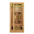 Produktbild: Artsauna Infrarotkabine Nyborg S90V - Infrarotsauna Vollspektrumstrahler, LED-Farblicht & große Glastür - Wärmekabine für 1 Person 90x90 cm