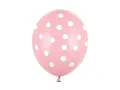 Produktbild: PartyDeco Rosa Latex Ballons mit weißen Punkten bedruckt - Ballons mit fünfseitigem Druck - Durchmesser ca. 30 cm (1 op. 6 Stück) für Hochzeit Geburtstag Party Hochzeit Bankett Babyparty