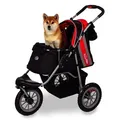 Produktbild: Hundewagen/Katzenwagen - Innopet Comfort EFA Eco schwarz/rot – faltbarer Hundebuggy für Waldwege & Strand, geländegängig, pannensichere 30cm R... - Rot