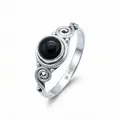 Produktbild: mantraroma Silberring KINURI aus 925 Silber mit Onyx (Ring mit Schmuckbeutel), Damenring aus 925er Silber schwarz 50