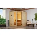 Produktbild: Weka Sauna Valida Eck Gr. 2 mit Glastür+Fenster - Massivholzsauna 38 mm Ganzglastür u. Fensterelement(e) Ohne Ofen