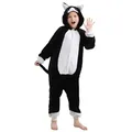 Produktbild: Corimori Jumpsuit Kinder Kostüm Jumpsuit Onesie verschiedene Designs (1-tlg) Fasching, Karneval, Tierkostüme Katze schwarz weiß 98-104 schwarz Körpergröße 100cm (98-104)