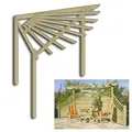 Produktbild: Eckpergola 240 x 240 x 220 cm Pergola aus Holz für Terrasse Gartenecke