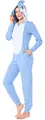 Produktbild: Ladeheid Damen Schlafoverall aus Baumwolle Jumpsuit bunt Verkleidung Schlafanzug Einteiler mit Kapuze LA40-234 (Blau Hai, XL)