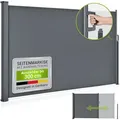 Produktbild: Juskys Seitenmarkise Dubai 300 x 160 cm ausziehbar blickdicht, Sichtschutz für Balkon & Terrasse, Seitenrollo mit Wandhalterung - anthrazit - Grau