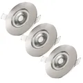 Produktbild: B.K.Licht LED Einbauleuchte 3er Set Bad Einbaustrahler, Dimmbar, IP44, LED Einbauspots, Dimmfunktion, LED fest integriert, Warmweiß, 3.000K, 460Lm, 5W, Kunststoff, 9 x 2,5 cm, Nickel