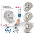 Produktbild: Einbaustrahler 68mm 3er Set - 230V, 5W, 460lm, LED, dimmbar, IP44, warmweiß, matt-nickel