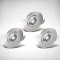 Produktbild: B.K.Licht - 3er Set LED Bad Einbaustrahler 230V dimmbar, flach, warmweiß, LED Spot, Deckenspots, Spots, Einbauleuchten, Einbauspots, Badezimmer, 68mm Lochmass, 90x25 mm, Matt-Nickel