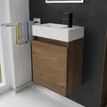 Produktbild: Alpenberger Waschbecken mit Unterschrank 45 cm | Badezimmermöbel Set | Kleines Waschbecken Gäste WC | Waschtisch Set | Unterschrank Bad Waschbeckenunterschrank Eiche