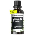 Produktbild: natural elements Vitamin K2 MK-7 200µg – 50 ml – all-Trans Gehalt >99,7% – laborgeprüft, vegan, hochdosiert & in Deutschland produziert