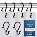 Produktbild: 12 Metall-Duschvorhanghaken in S-Form mit Anti-Fall-System Duschvorhangringe ...