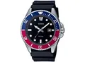 Produktbild: Quarzuhr, schwarz (rot, schwarz, schwarz), CASIO TIMELESS COLLECTION, Armbanduhren, Herren, edelstahlfarben-blau-rot, Quarzuhr, Armbanduhr, Herrenuhr,bis 20 bar wasserdicht, Datum, Resinarmband