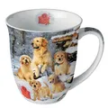 Produktbild: Ambiente Kaffeetasse Teetasse Becher 0,4l Golden Retriever in Winterlandschaft