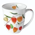 Produktbild: Ambiente Kaffeetasse Teetasse Becher Mug 0,4l  Porzellan Lampionblume Physalis