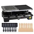 Produktbild: 8 Personen Set Raclette - Mit Grillplatte & Steinplatte Funktion - Tischgrill inkl. Pfännchen & Schaber (Eckig)