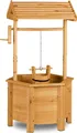 Produktbild: Relaxdays Dekobrunnen Garten Holz, Rolle, Eimer, HxBxT: 82 x 47 x 41 cm, Zierbrunnen, Gartendeko, Holzbrunnen, natur