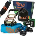 Produktbild: TRAILBLAZE Kit Slackline Completo – Con Protezioni Alberi + Sacca Porta Slackline - Installazione Facile - Kit per Principianti da 15m per Camminate e Equilibrismo (Without Training Line)