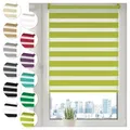 Produktbild: Doppelrollo Klemmfix ohne Bohren 30cm x 130cm Olivgrün Duo Rollo Klemmrollo Sonnenschutzrollo Fensterrollo für Fenster & Türen Zebrarollo Seitenzugrollo